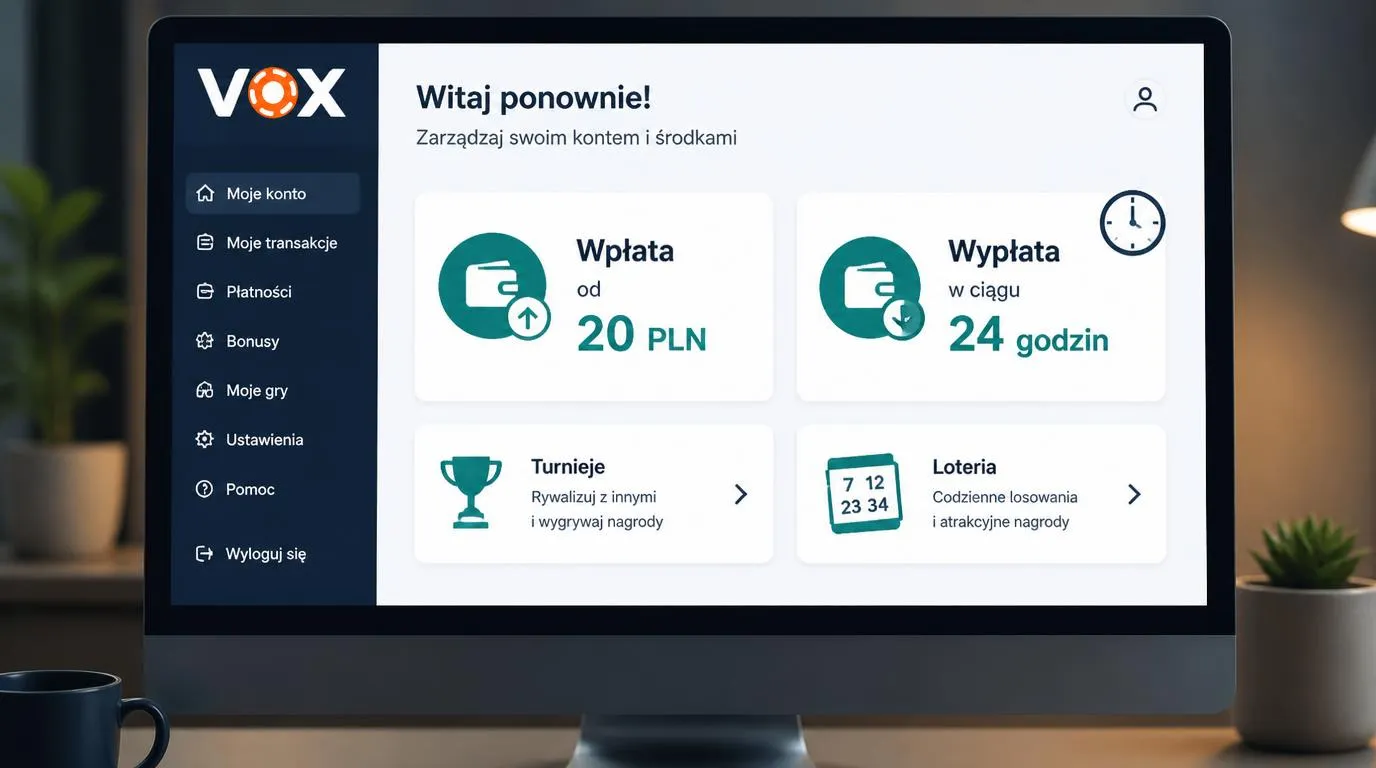 Panel kasyna z wpłatą od 20 PLN, wypłatą w ciągu 24 godzin oraz kafelkami turniejów i loterii
